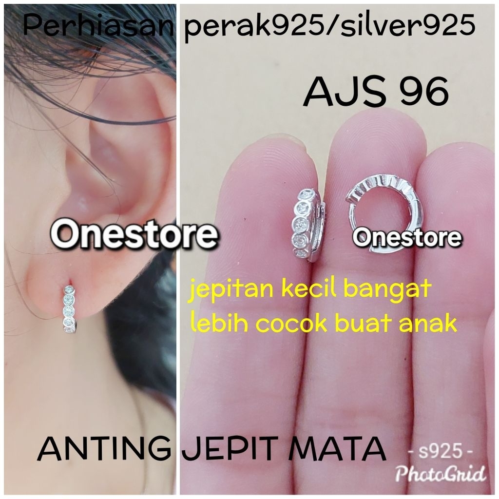 ANTING ANAK PERAK 925 LAPIS MAS PUTIH BULAT MATA AJS 96