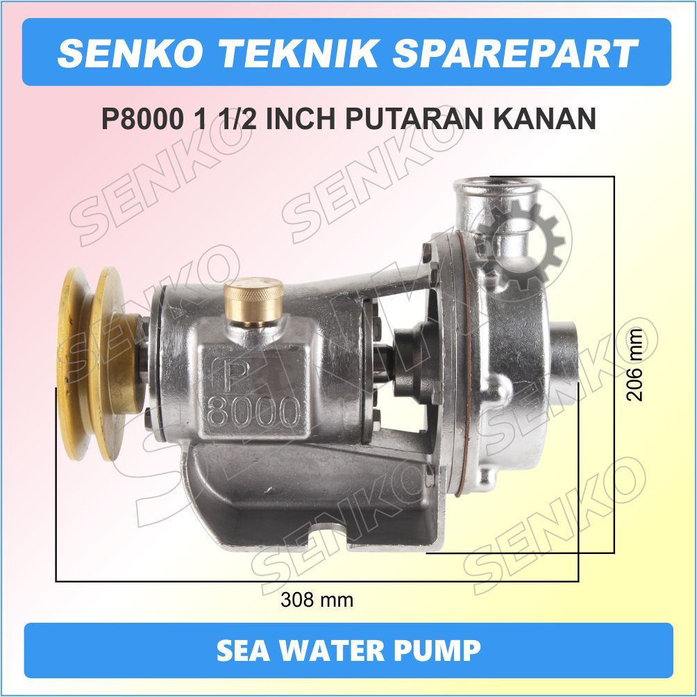 P8000 1 1/2" RH SEA WATER PUMP / POMPA AIR LAUT / POMPA KEONG / POMPA STAINLESS / POMPA SIRKULASI