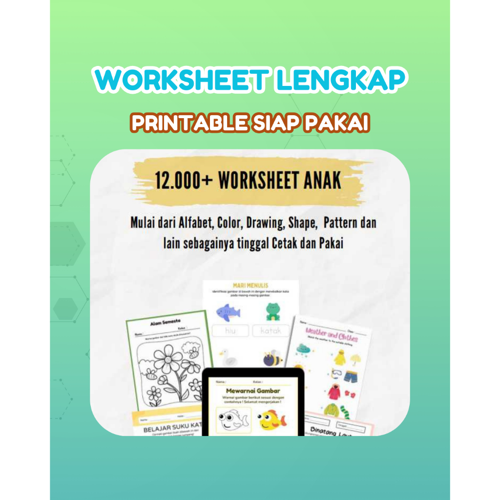 

12.000+ Worksheet Edukatif Anak 2-7 Tahun Cetak
