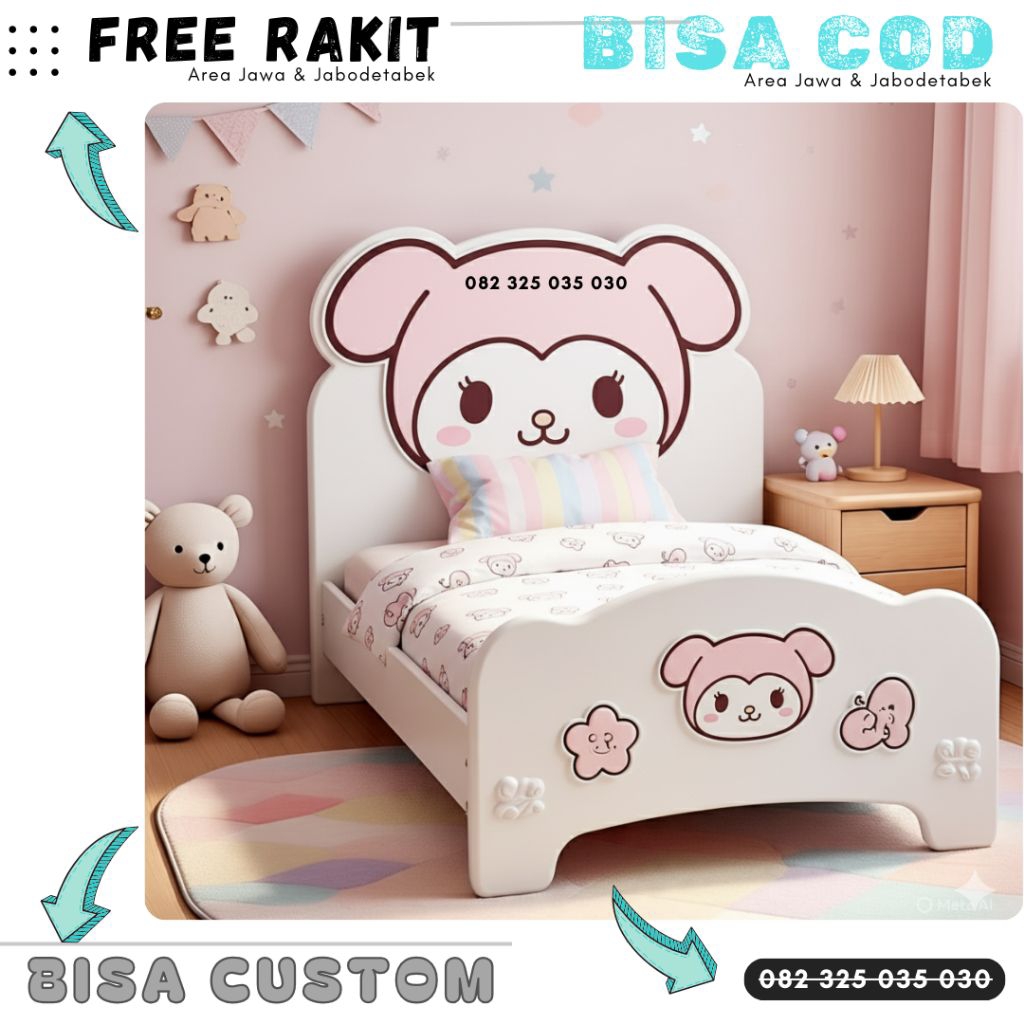 Tempat Tidur Anak Minimalis Karakter Perempuan Cinnamoroll