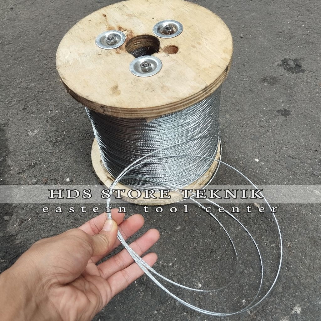 Kabel Kawat Tali Seling Baja Galvanis 1.5 mm 2 mm 3 mm kawat Tali Seling Wire Rope