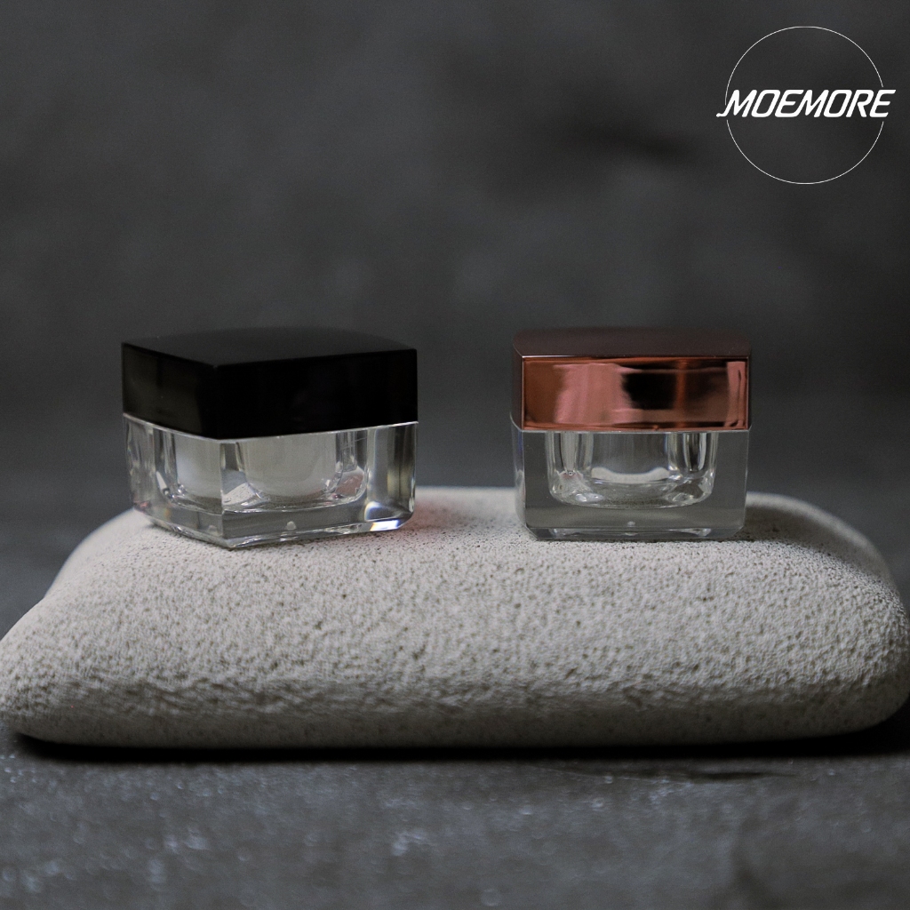 MOEMORE — Jar Pot Cream Square Acrylic 10 Gr — Tutup Hitam/Rose Gold Elegan Import — Skincare Treatm