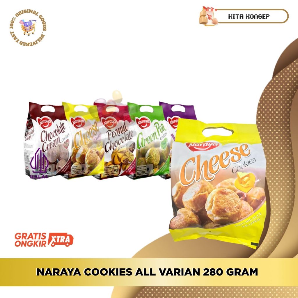 

NARAYA COOKIES ALL VARIAN 280 GRAM CHEESE GREEN PEAS YAM CHOCOLATE