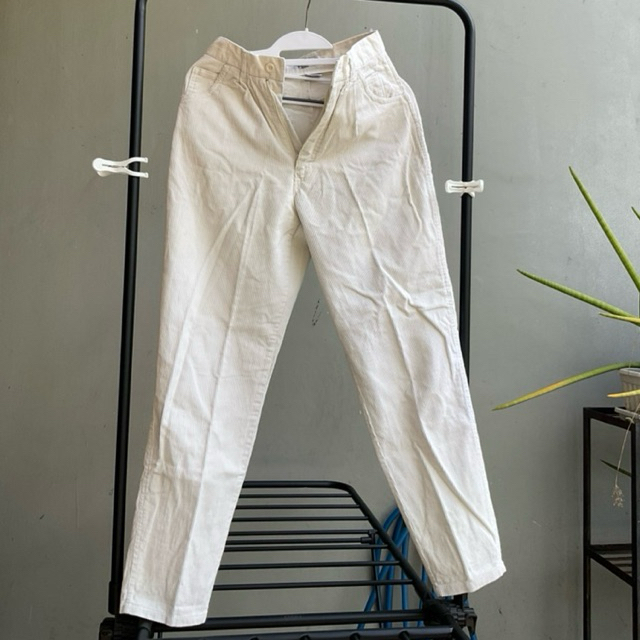 Preloved Corduroy Pants White Beige