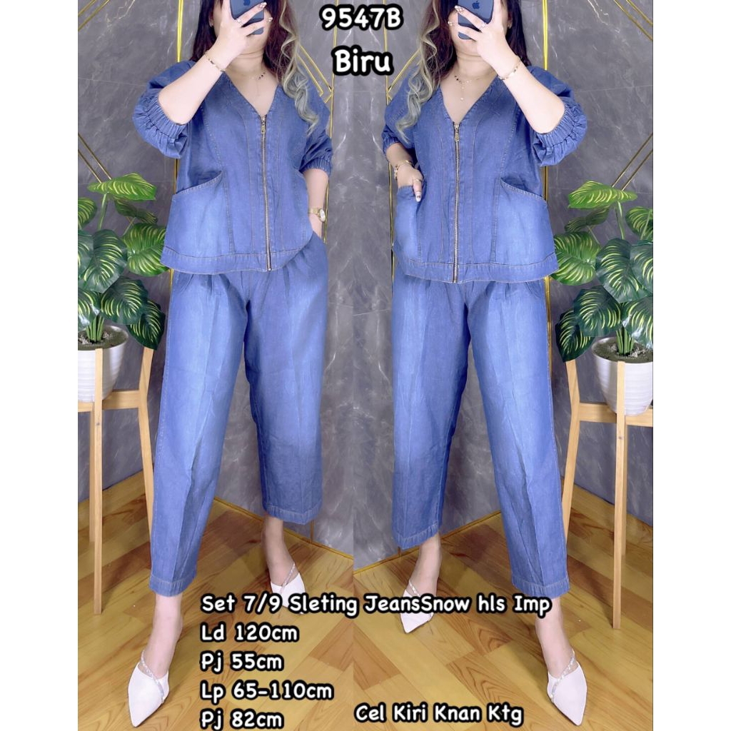 JL 9547 Setelan 7/8 jeans bordir