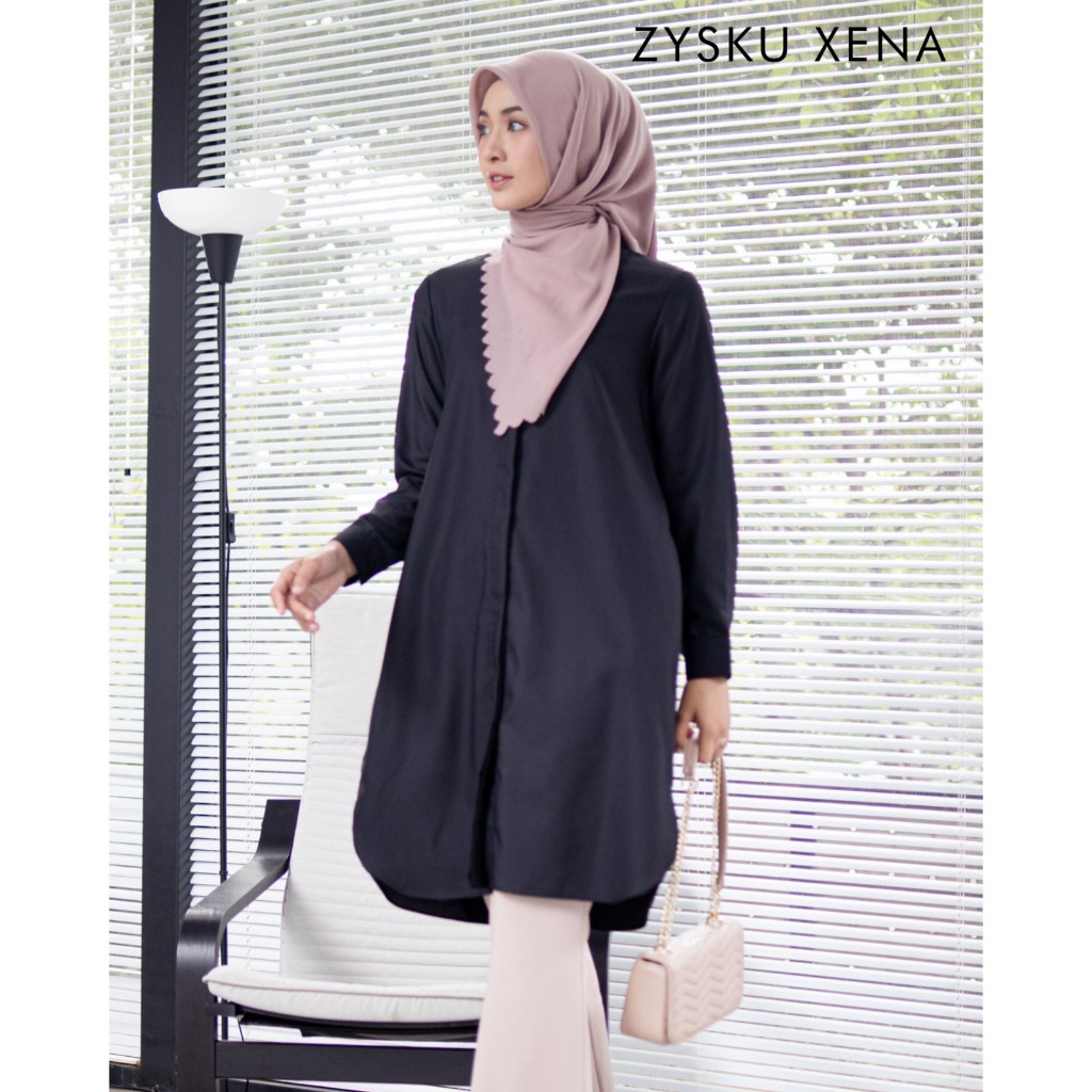 Zysku Xena | Basic Long Shirt - 9 Warna | Kemeja Kerja Polos Kantor Wanita Lengan Panjang