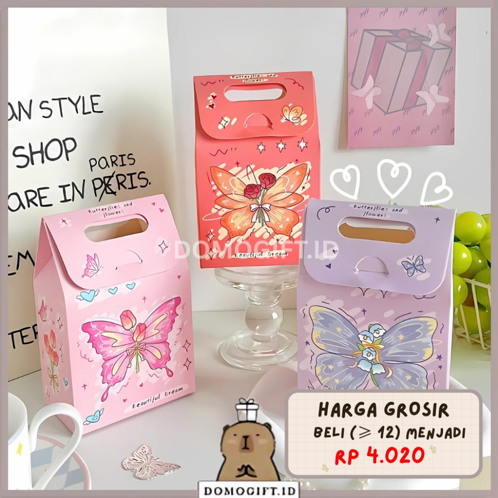 

Kotak Kado Tas Kado Paper Bag Lipat Buat Hadiah Ulang Tahun Motif Kupu Kupu Bag Hampers ST32