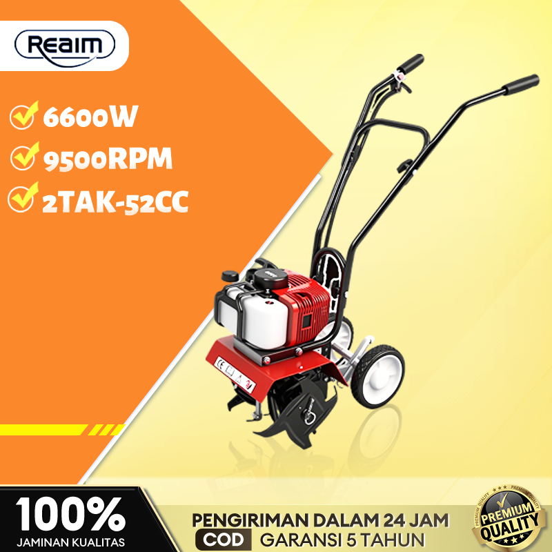 Reaim Cultivator Mini Tiller Bensin Mesin Traktor Sawah Bajak Mini Power Cultivator Tiller