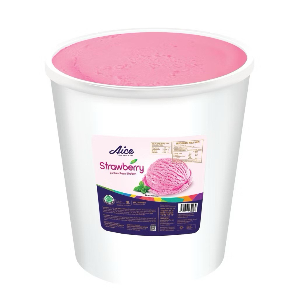 

Aice Ice Cream Strawberry Bucket 8L / Es krim Ember 8L