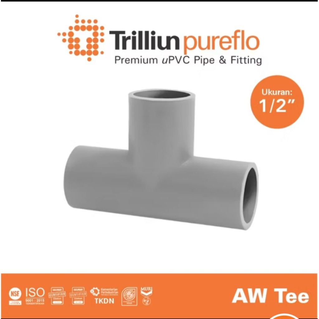 Tee AW 1/2" Trilliun pureflo (Tebal)