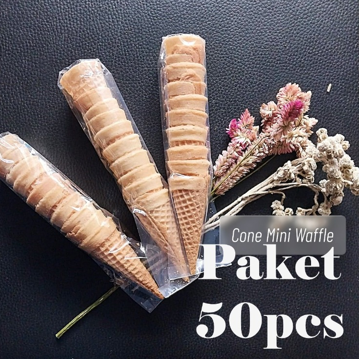 

Cone Waffle Mini ukuran 2,5 cm PAKET 50 pcs waffle kriuk ala Es Krim Coneking
