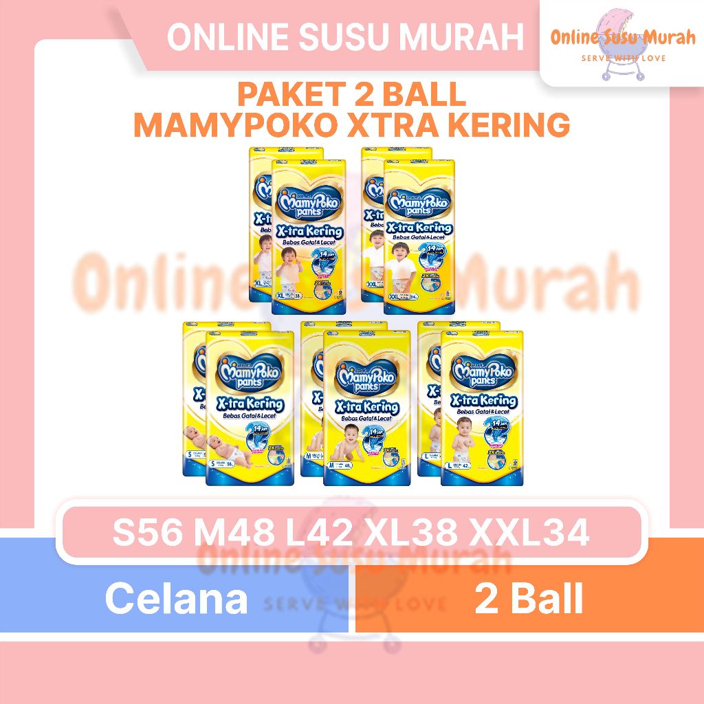 MAMYPOKO XTRA KERING PAKET 2 BALL S56 M48 L42 XL38 XXL34 MAMY POKO STANDARD POPOK CELANA PPKS