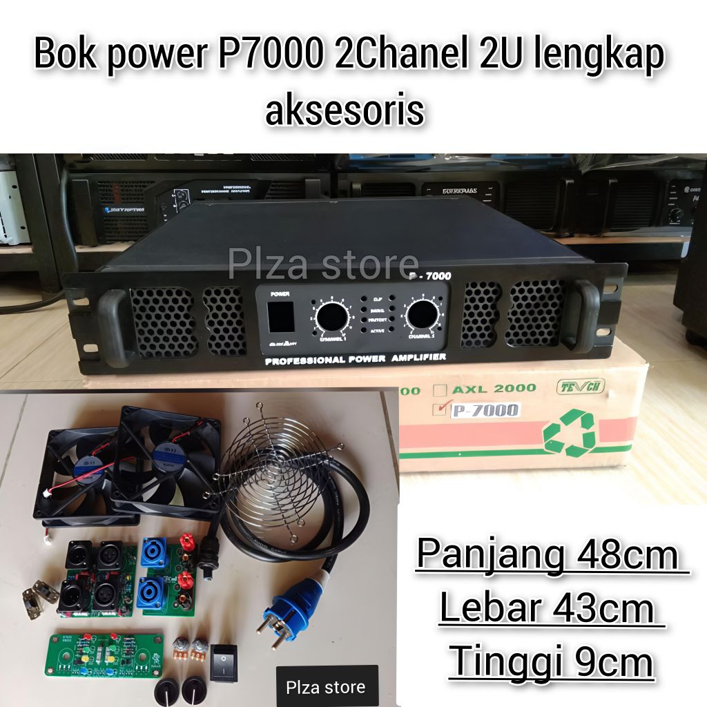 Bok power tipe P7000 2Chanel 2U lengkap aksesorisBahan plat tebal dan panel alumunium dengan finishi