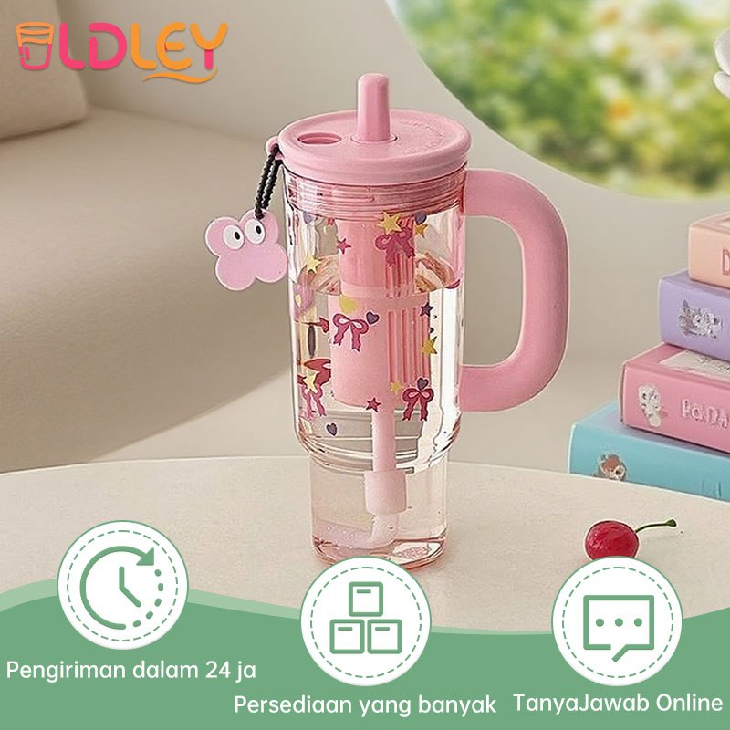 OLDLEY Gelas Aesthetic Transparan/Cangkir Air Kapasitas Besar 700ML/Cangkir Mobil/Cangkir Sedotan De