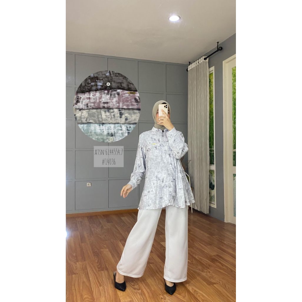 Blouse qla 14036 lipit saku/blouse/atasan/blouse motif/atasan wanita kekinian