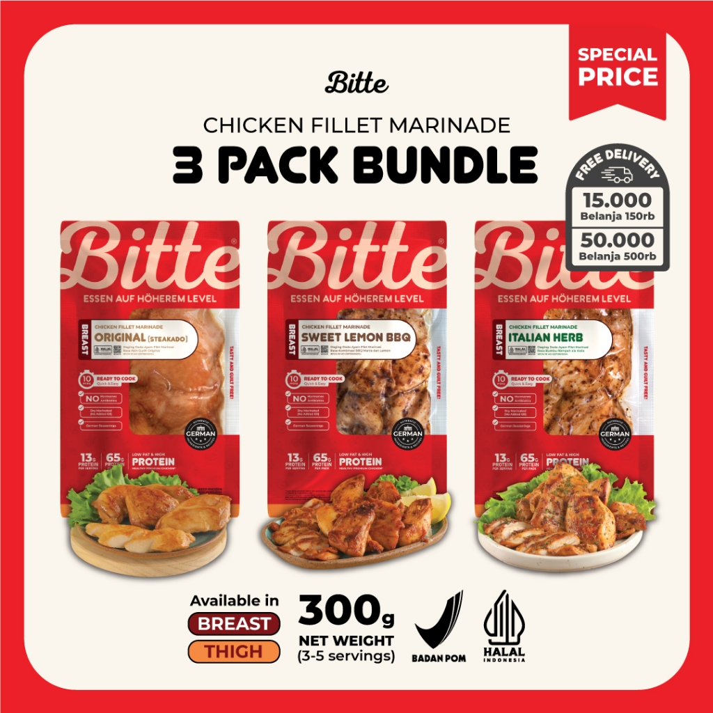 Bitte Food 3 PACK BUNDLE Chicken Fillet Marinade / Ayam Filet Marinasi 300g