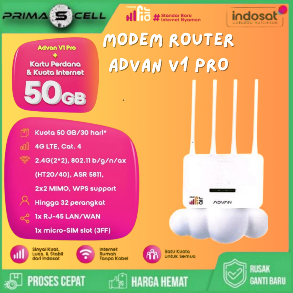 Indosat MODEM ADVAN V1 PRO Air By Tri 4G Home Modem WiFi Router 150Mbps