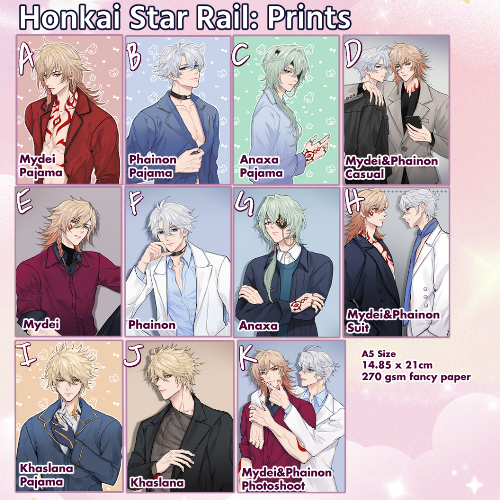 Honkai Star Rail Artprints Blade Dan Heng renheng Sunday Aventurine Dr Ratio Aventio