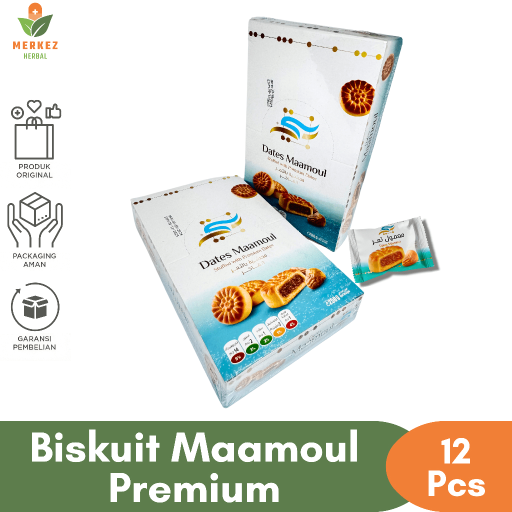 

Biskuit Maamoul Premium 12 Pcs | Biscuit Kurma Jajanan Oleh Oleh Haji dan Umroh Snack Khas Arab Asli