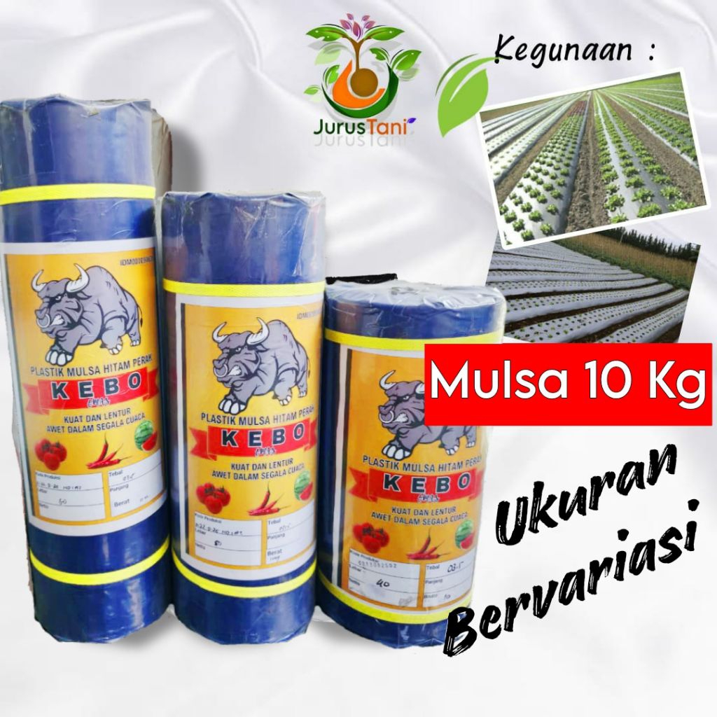 Plastik Mulsa Hitam Perak 1 Roll 10 Kg/Mulsa Pertanian cap Kebo