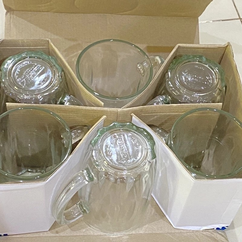 6 Pcs Gelas Kopi Gagang Kaca Royalex Durrex Mug