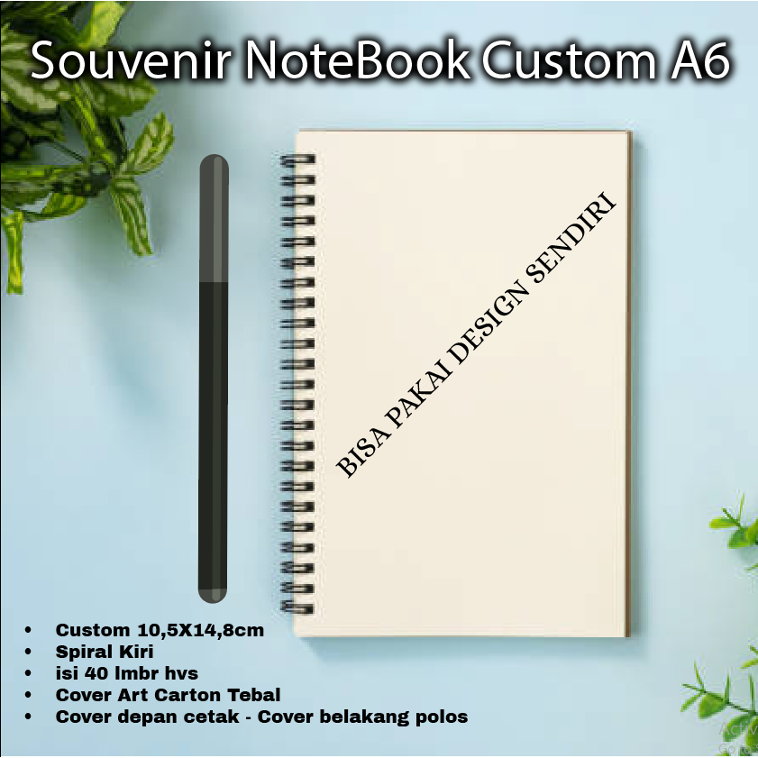 

[SEHARI JADI] Souvenir Notes Souvenir Notebook Spiral Kiri Souvenir Pernikahan Seminar Khitanan Custom Cover A6