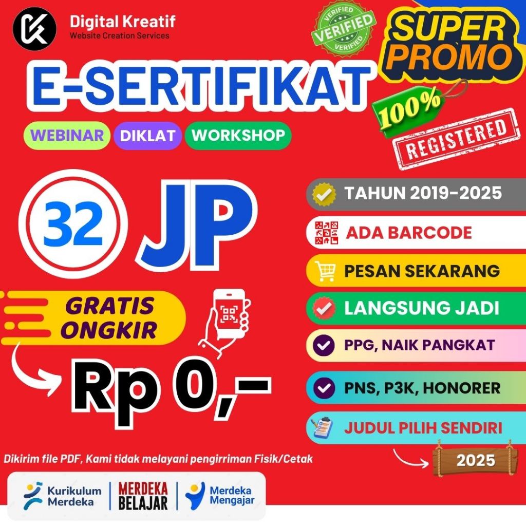 Sertifikat Webinar 32JP PMM / PPG/ Naik Pangkat/PNS/P3K/Honorer