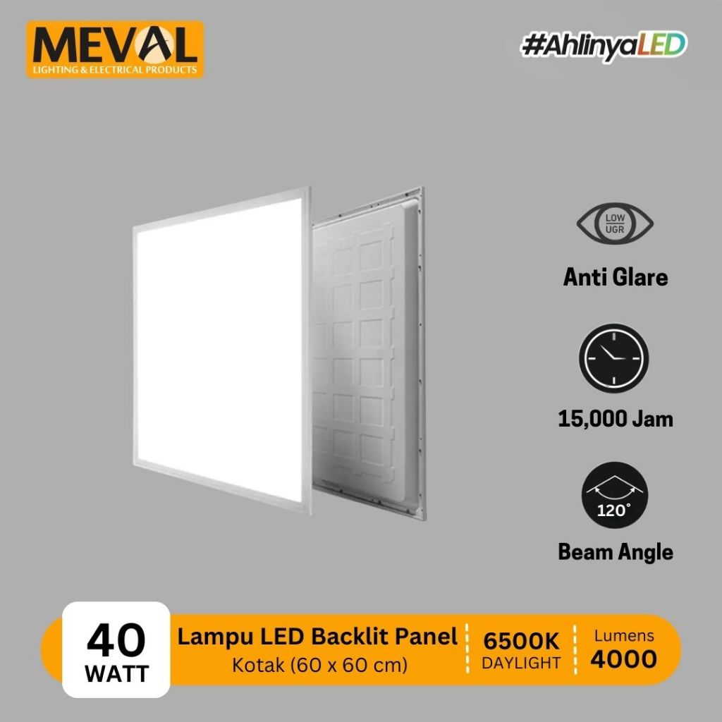 MEVAL Lampu LED Backlit  Panel Ceiling Light Kotak 60 x 60 - Putih