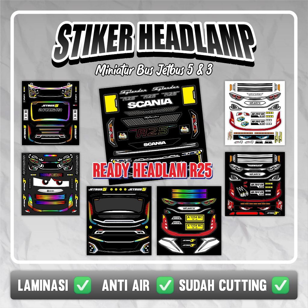 STIKER HEADLAMP MINIATUR BUS/AKSESORIS MINIATUR BUS JB3 JB5 R25