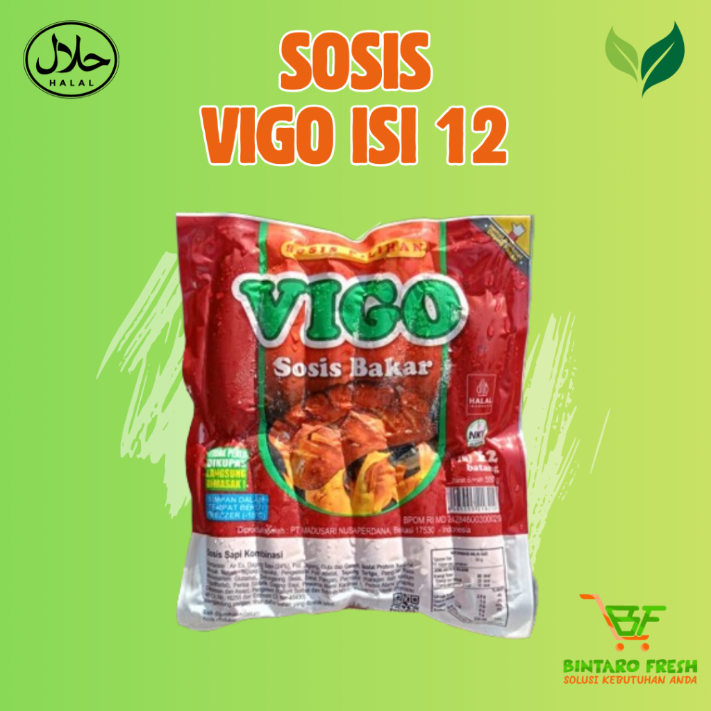 

Sosis bakar vigo isi 12 frozen food/ Sosis sapi dan ayam vigo/ Sosis bakar jumbo