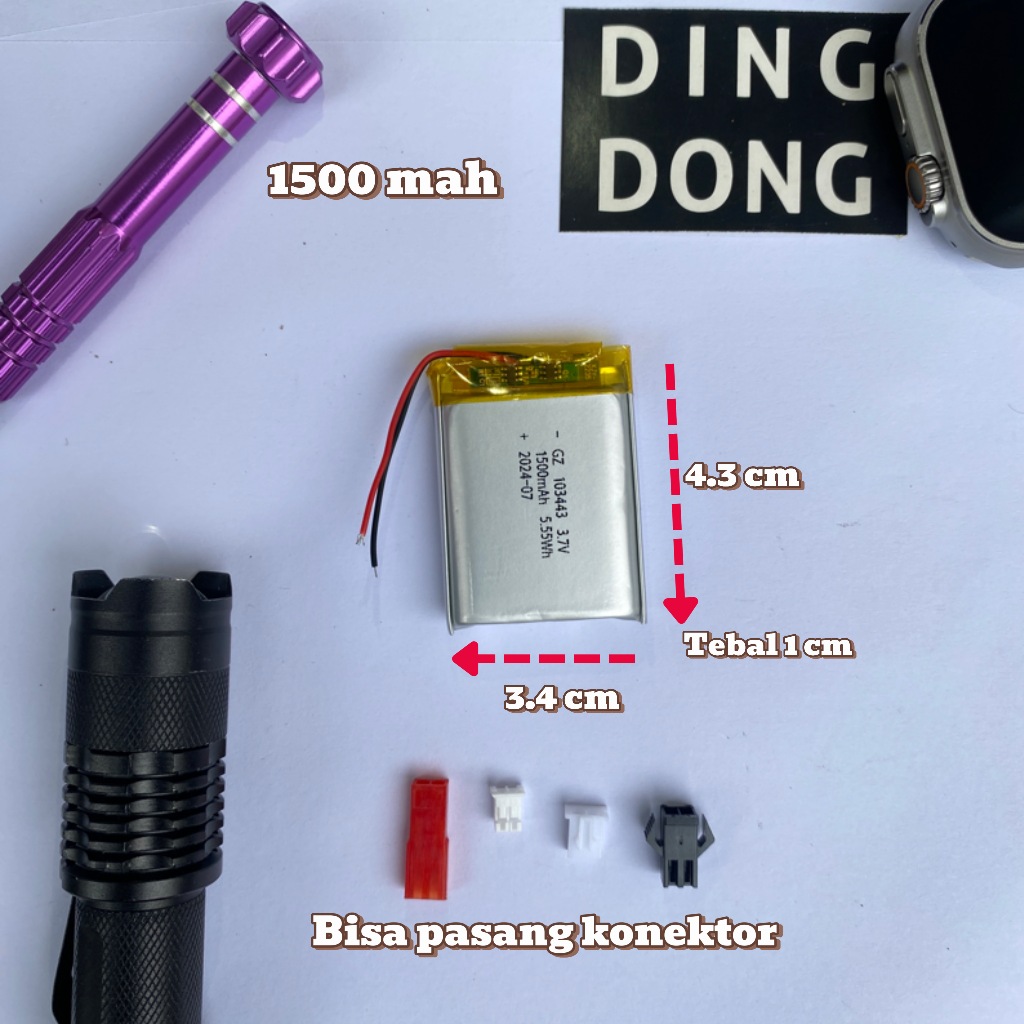 BATERAI 103443LIPO 1500MAH BATRE LITHIUM POLIMER 1500 MAH SPEAKER DRONE POWERBANK