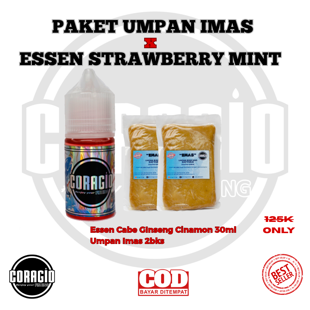PAKET UMPAN IMAS 2PCS + ESSEN STRAWBERRY MINT 30ML CORAGIO