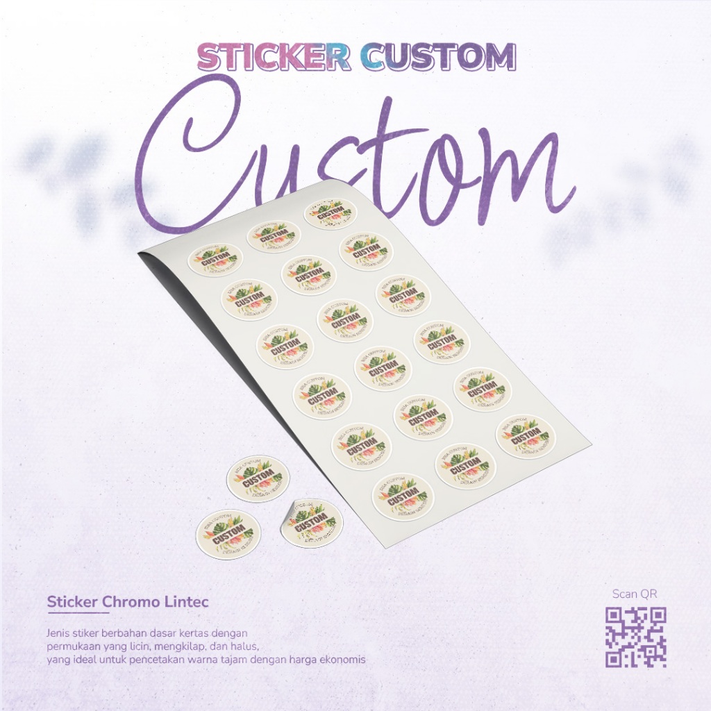 Cetak Stiker Logo Label Makanan Minuman Bulat Kotak Custom Size by Dutamediaprint