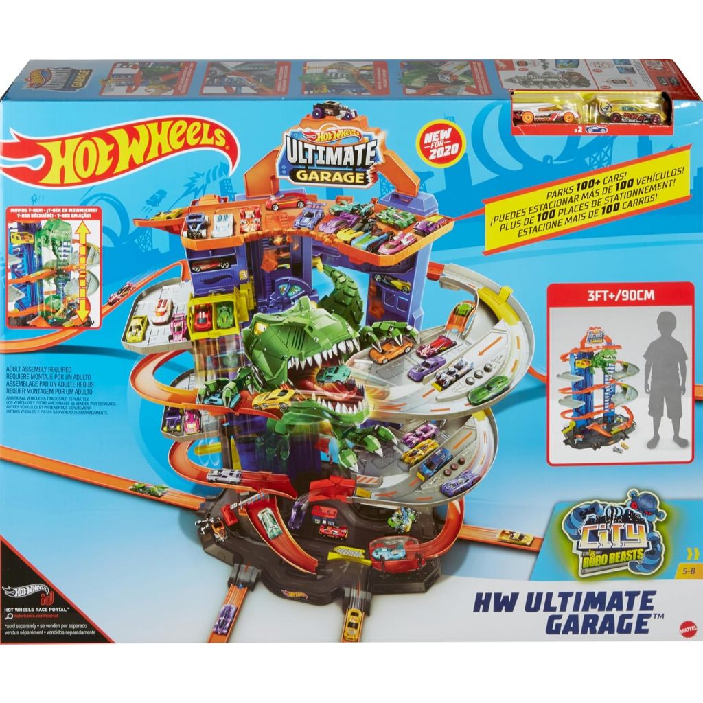 SET TREK GARASI UTAMA HOT WHEELS DENGAN 2 MOBIL MAINAN, SET MAINAN KOTA HOT WHEELS DENGAN LINTASAN
