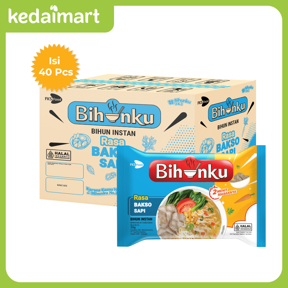 Bihunku Bihun Instan Bakso 50 Gram Dus Isi 40