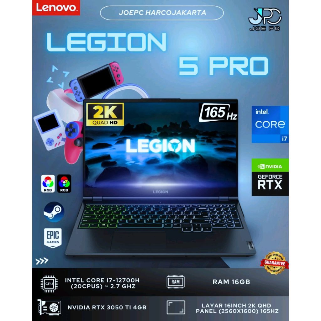 Laptop Gaming Lenovo Legion 5 Pro 16IAH7 Intel Core i7 Gen 12th (12700H) RAM 16GB SSD 1TB VGA Nvidia
