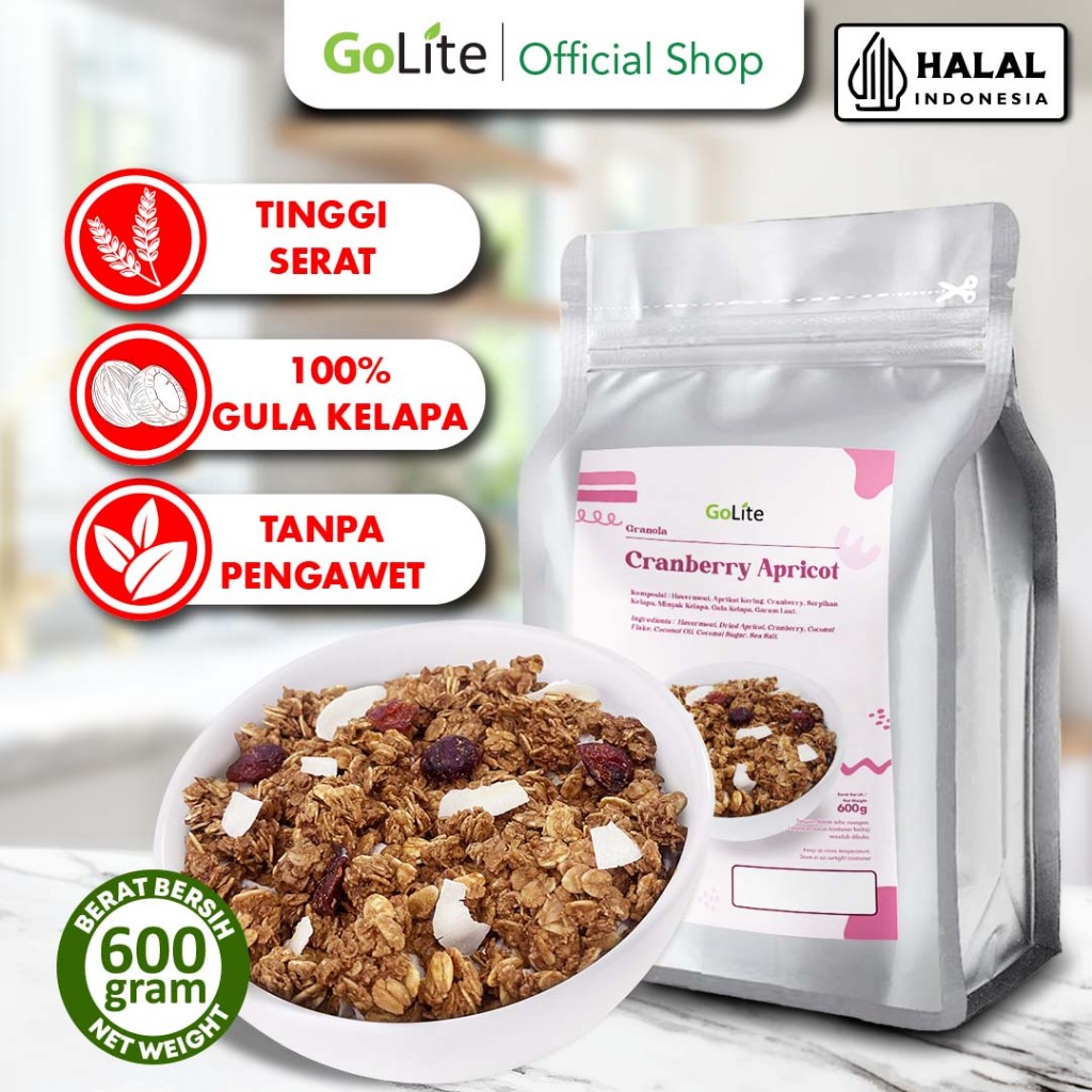 

GoLite Granola Cranberry Apricot 600gr Crunchy Gula Kelapa