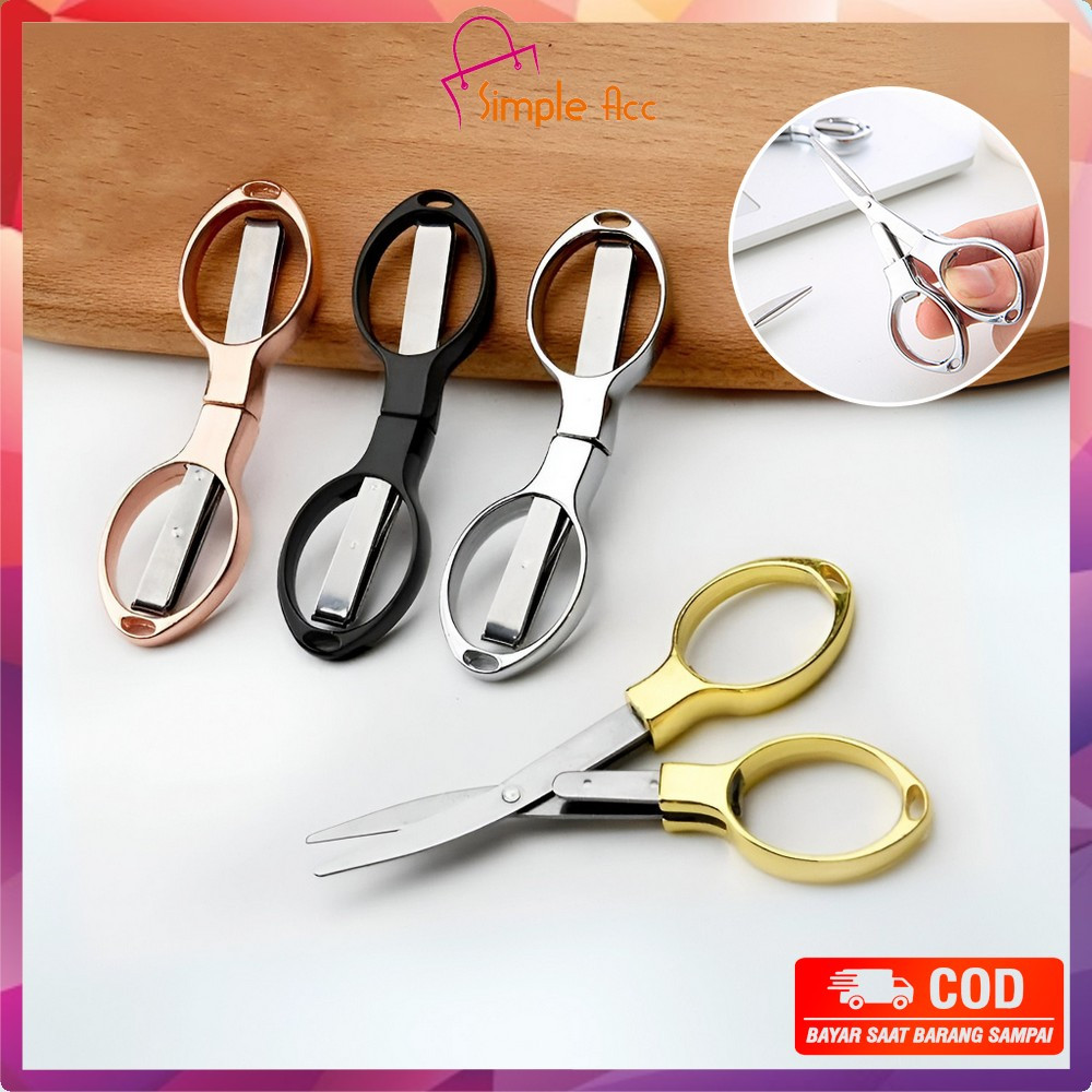 

EC DO-C1199 Gunting Lipat Portable Bahan Stainless Steel / Gunting Lipat Mini Gunting Travel Scissors Serbaguna Model Kacamata