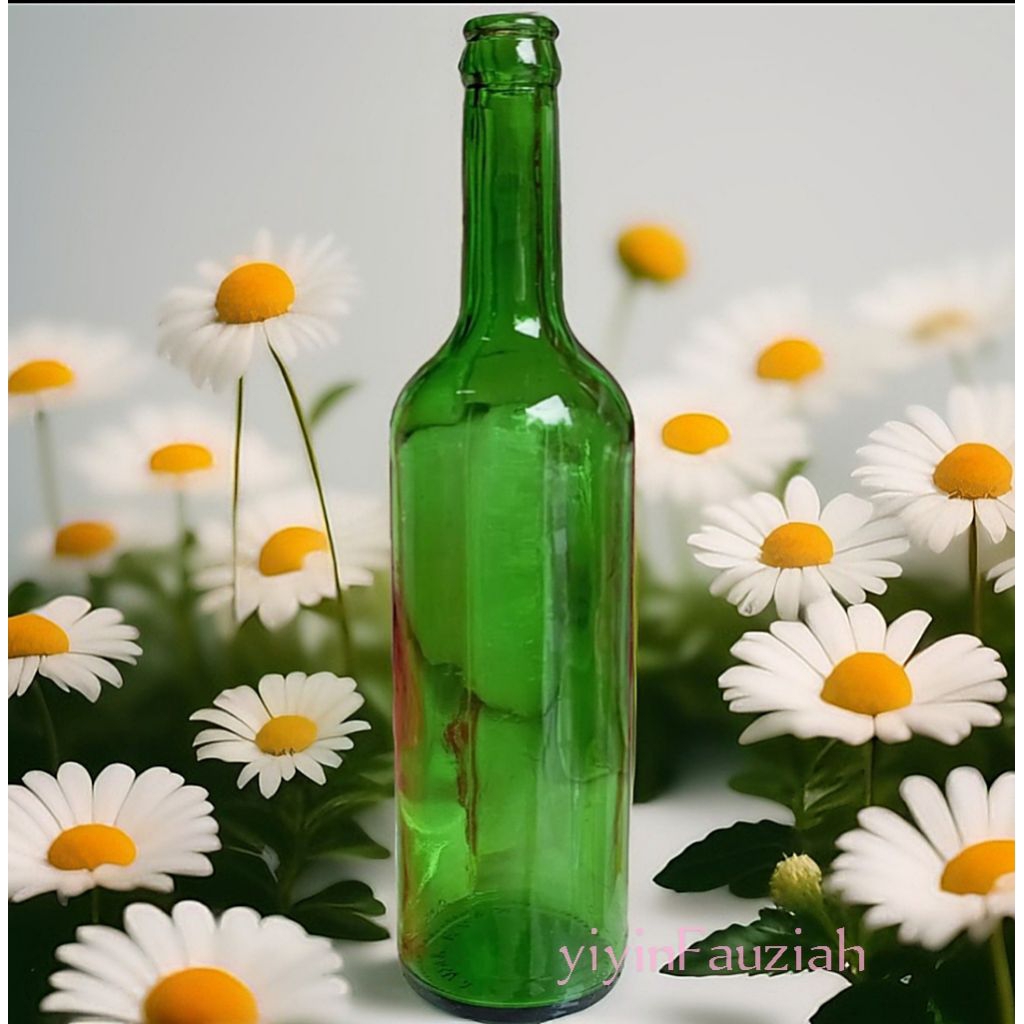 Botol kaca warna hijau botol polos ukuran 600ml tanpa tutup