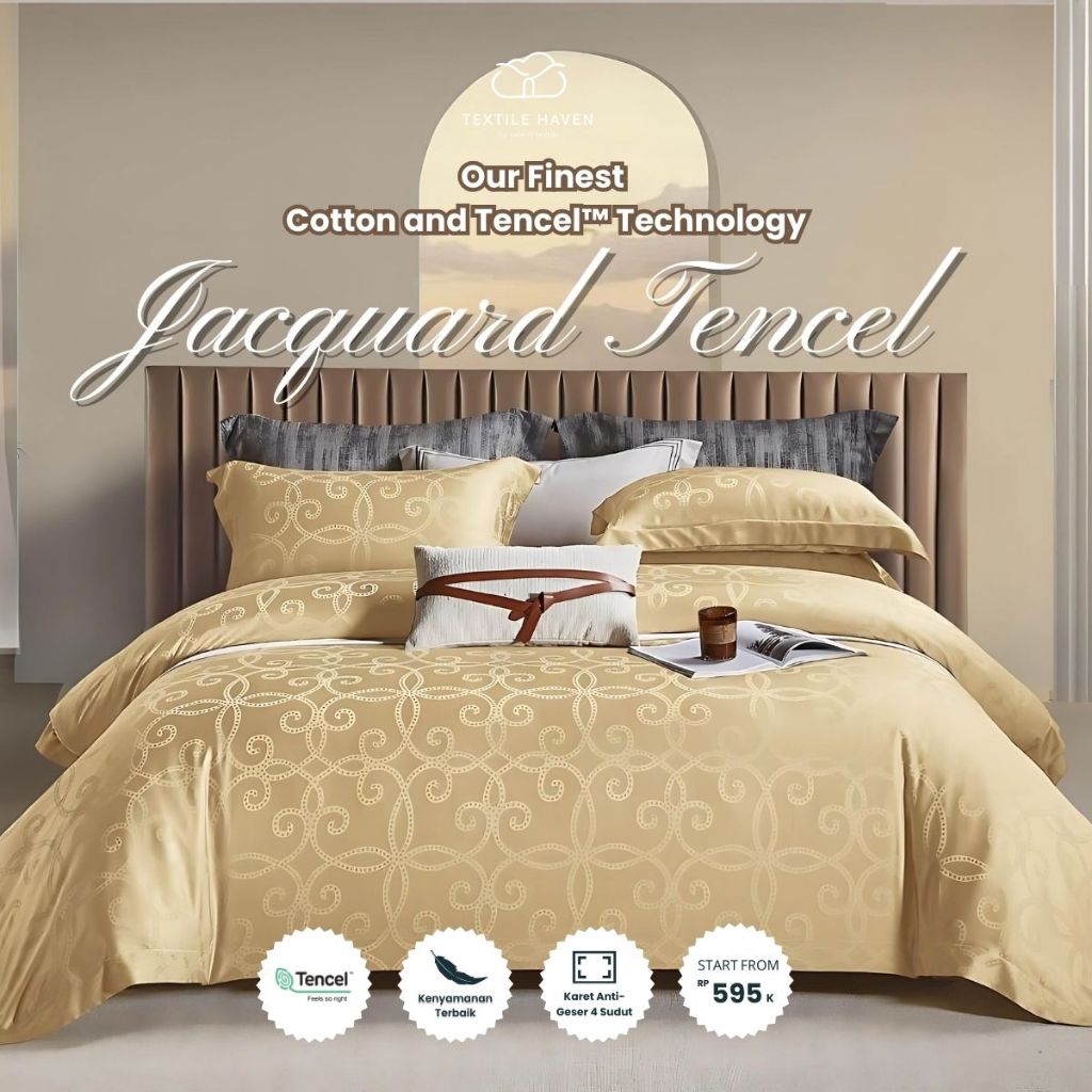 Sprei dan BedCover Jacquard Sutra Serat Bamboo Original 80s | Sprei KingKoil Sutra Emboss tinggi 40