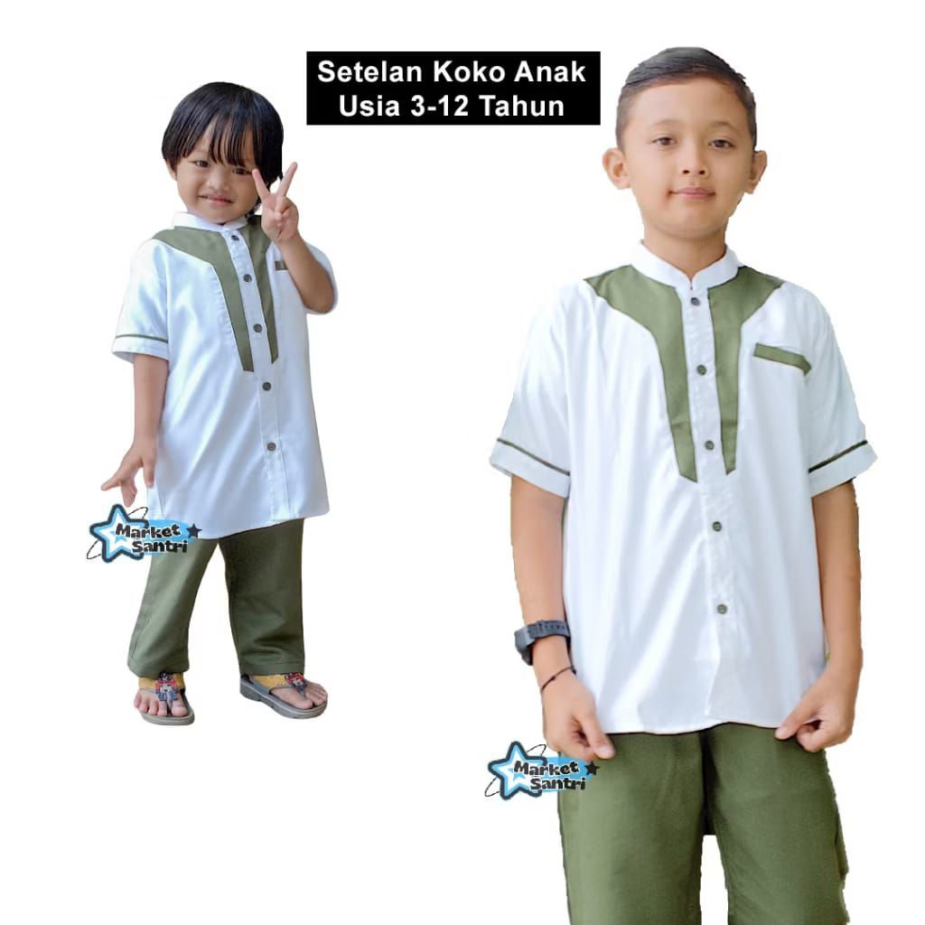 Baju Koko Setelan Anak Laki-laki Katun Toyobo
