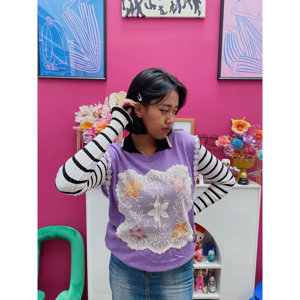 Reworked Purple Patch Vest | Atasan Vest Wanita Ungu | Reworked Vest