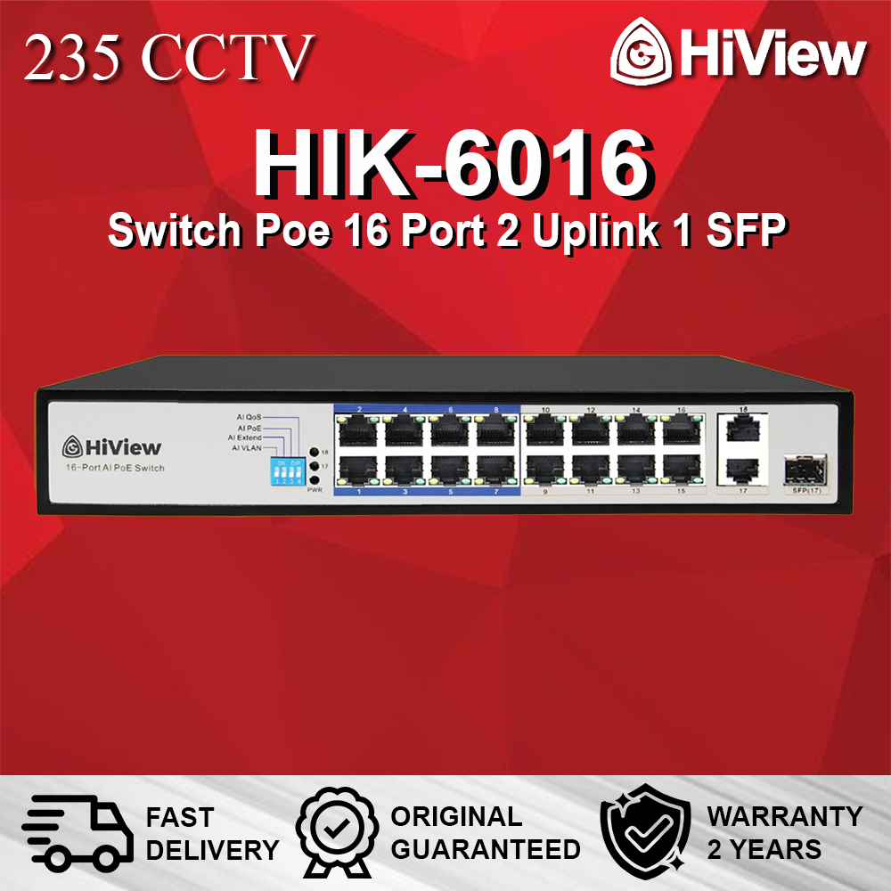 HIVIEW HIK-6016 Switch Poe 16 Port 2 Uplink 1 SFP
