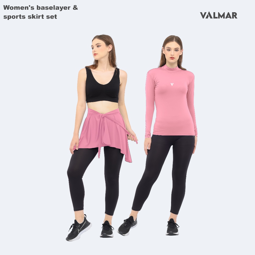 VALMAR SPORTWEAR - Set Baselayer Manset & Rok Wanita Olahraga - Pink Dharma