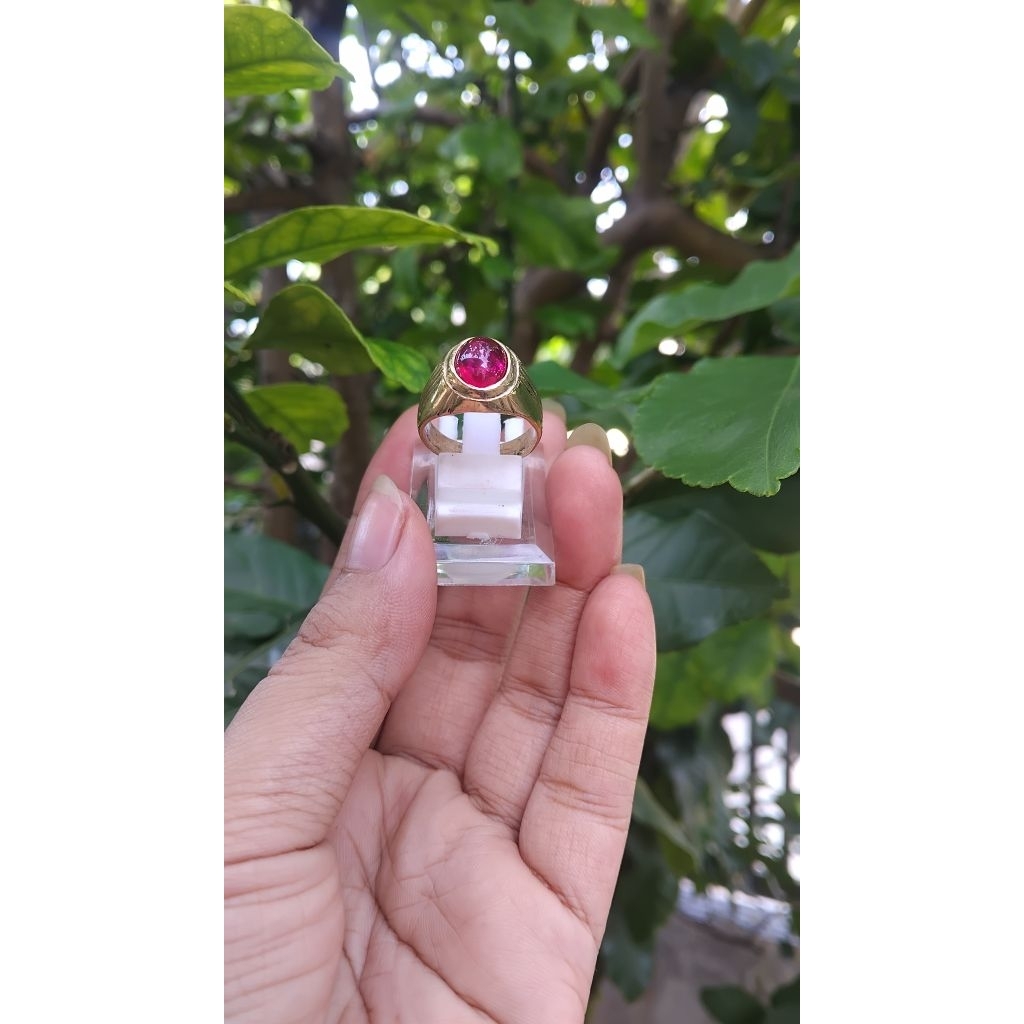 cincin batu merah delima siam model bungkus bahan uang koin