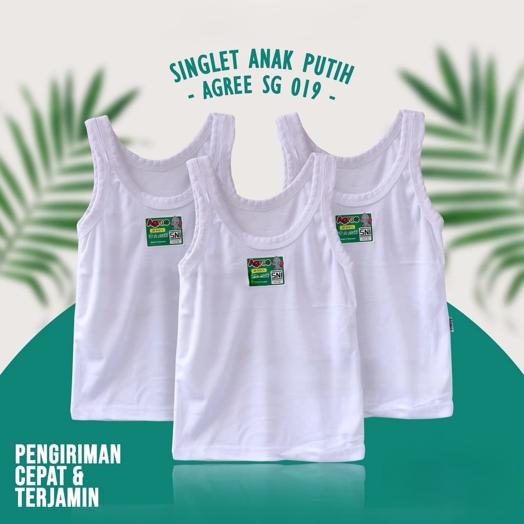Grosir ( Isi 3 Pcs ) Singlet Agree SF 019 S,M,L.XL,XXL | SINGLET BAYI & SINGLET ANAK AGREE KIDS | Ka