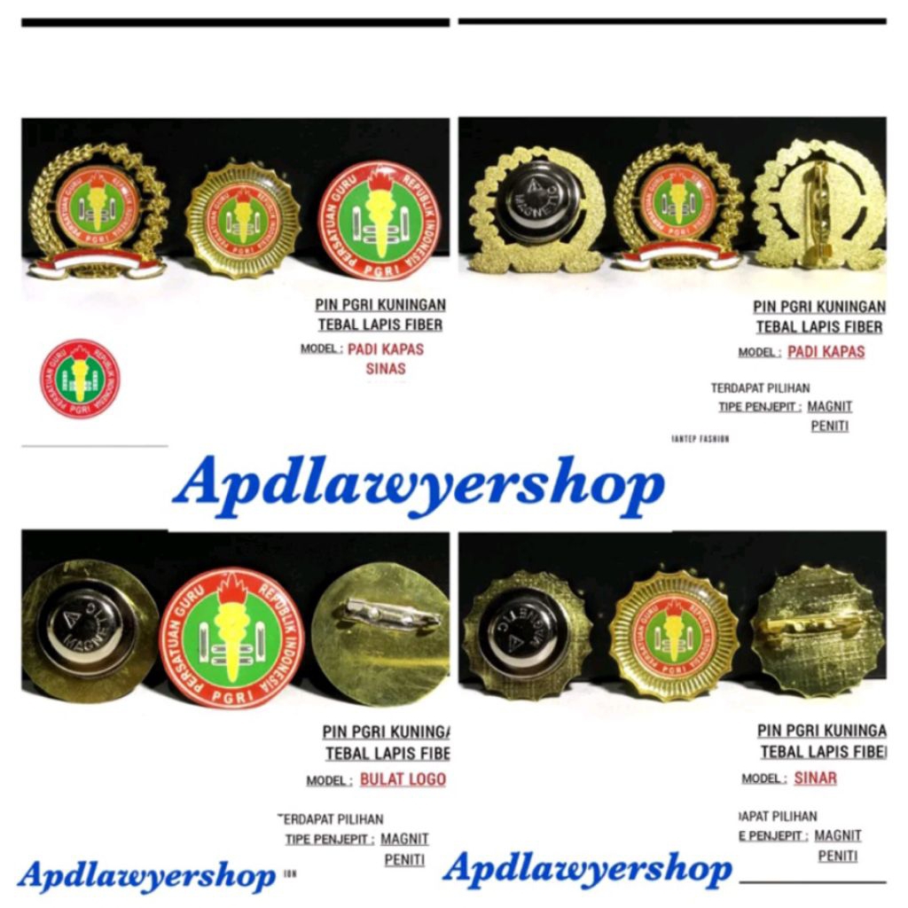 Pin Bros Pin Dada PGRI Pin Logo PGRI Padi Kapas/Pin Bulat/Kembang Peniti/Magnet