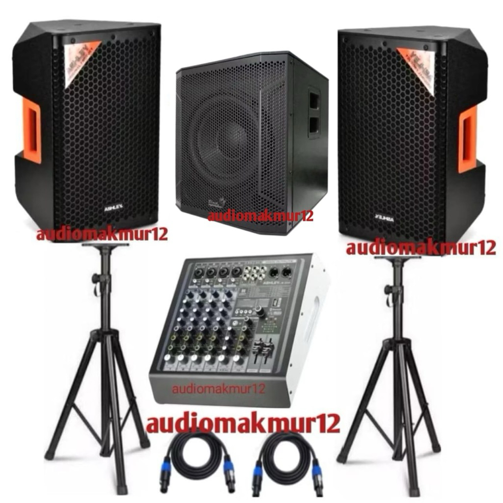 Paket Sound System Speaker Pasif Milan 8P Komplit Mixer Power Ashley 6 Channel Dan Subwoofer Blacksp