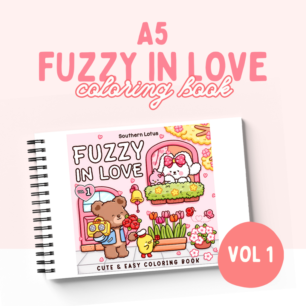 

FUZZY IN LOVE VOL 1 COLORING BOOK For Kids And Adults for Relaxation Aesthetic Buku Mewarnai Remaja Dewasa