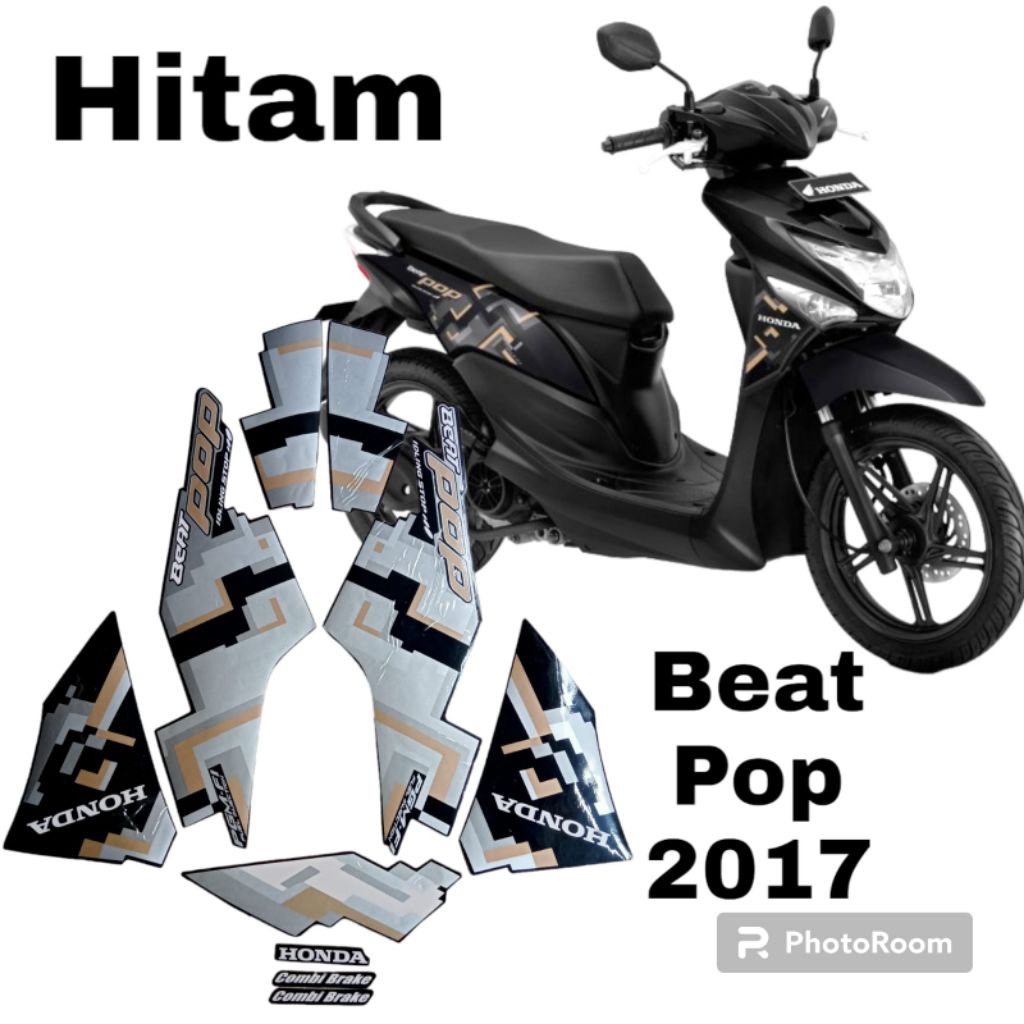 striping honda beat pop 2017 hitam, lis motor honda beat pop 2017 hitam